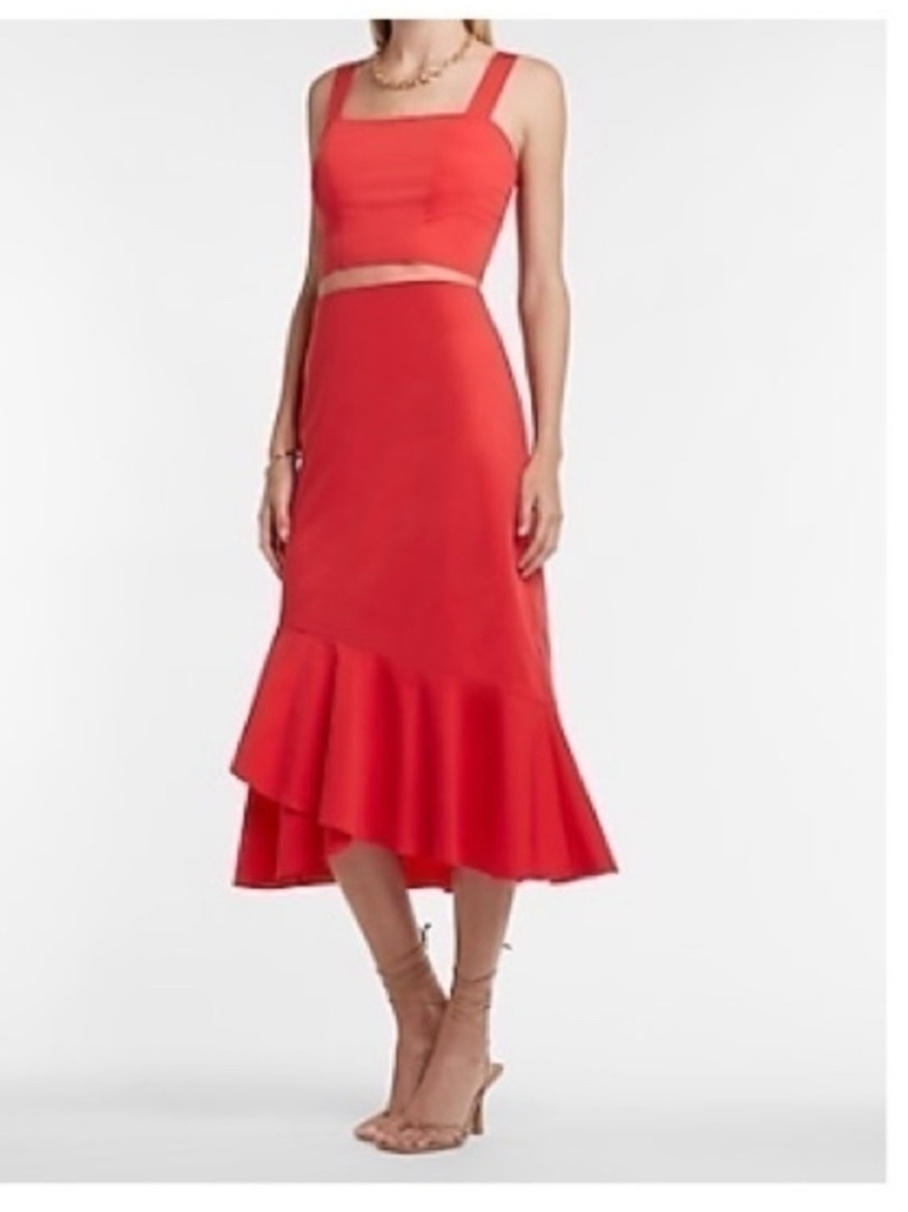 Express Red Maxi Skirt Two-Piece Set
